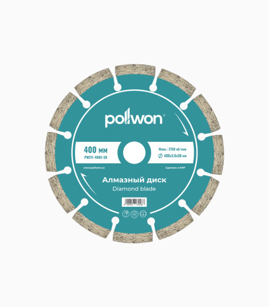 Pollwon pw211-400S-50 20849 quruq kesish uchun olmosli kesilgan disk Brandtools20849