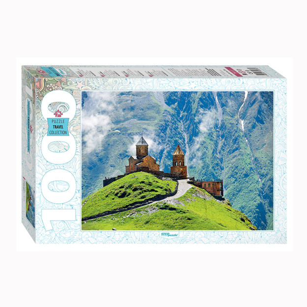 Mozaika" puzzle "1000" Gruziya. Kazbek. Gergetidagi uchlik cherkovi " yig'ilgan rasm hajmi-68*48 sm; 91374