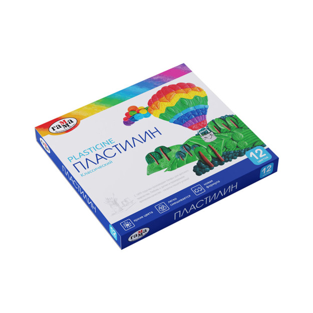 Plastilin gamma "klassik", 12 rang, 240g, Stack bilan, karton 22825