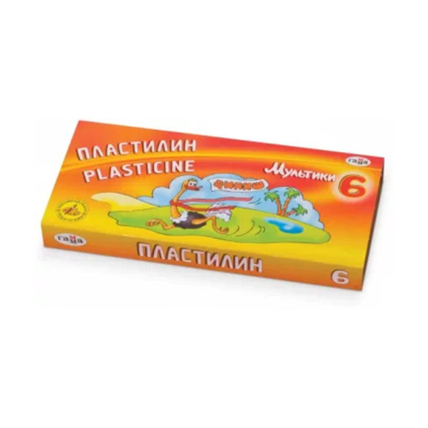 Пластилин Гамма "Мультики", 06 цветов, 120г, со стеком, картон 10231 Размеры: 78x163x18 мм