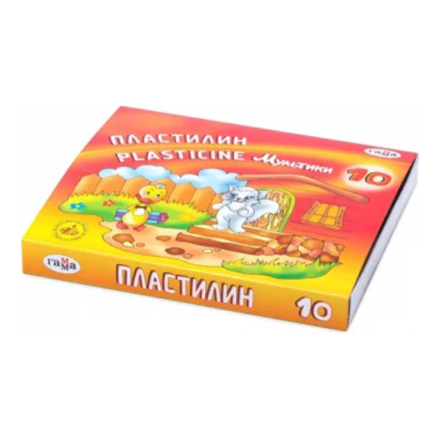Plastilin gamma "Multfilmlar", 10 rang, 200g, Stack bilan, karton o'lchamlari: 136x151x18 mm 10255