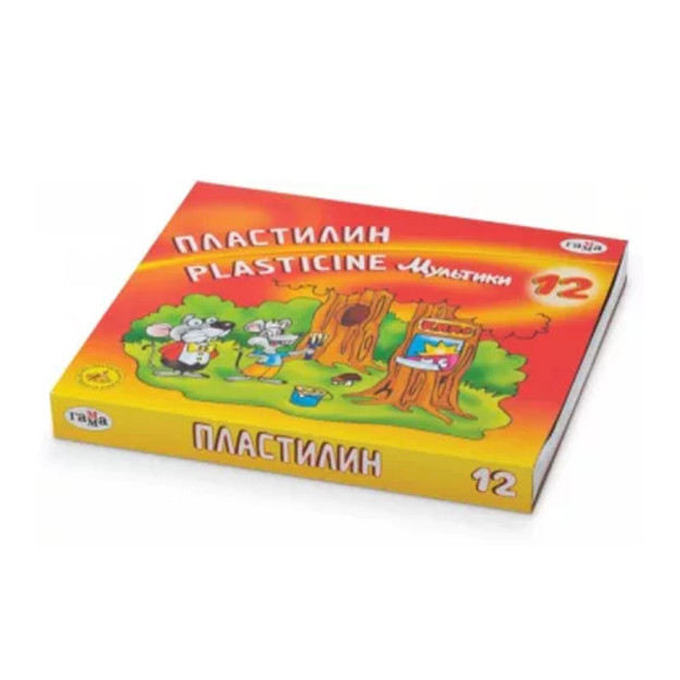 Пластилин Гамма "Мультики", 12 цветов, 240г, со стеком, картон 10262 Размеры: 151x164x18 мм