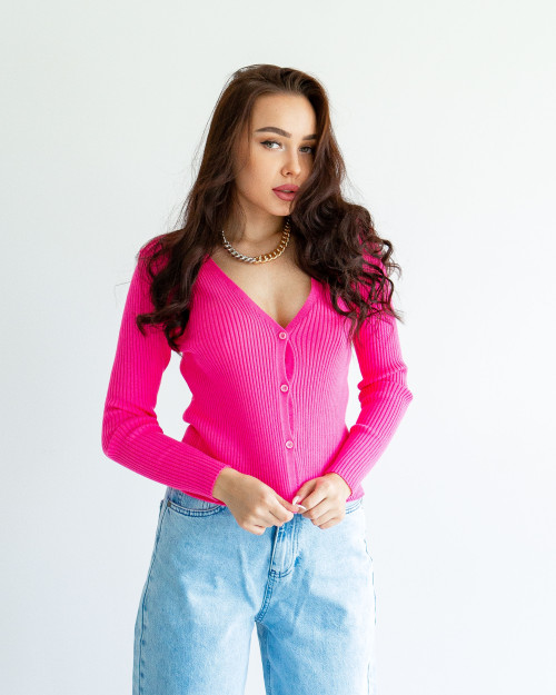 Fuşya kardigan Slim Fit One size 2w5-592