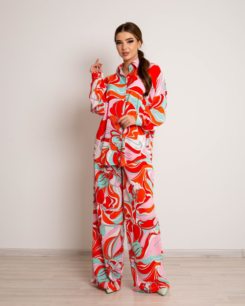 Розовая рубашка оверсайз 2w3-531 One size