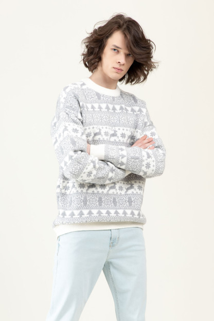 Grey M uzun yengli kozok  AW21CA2N-20-10733