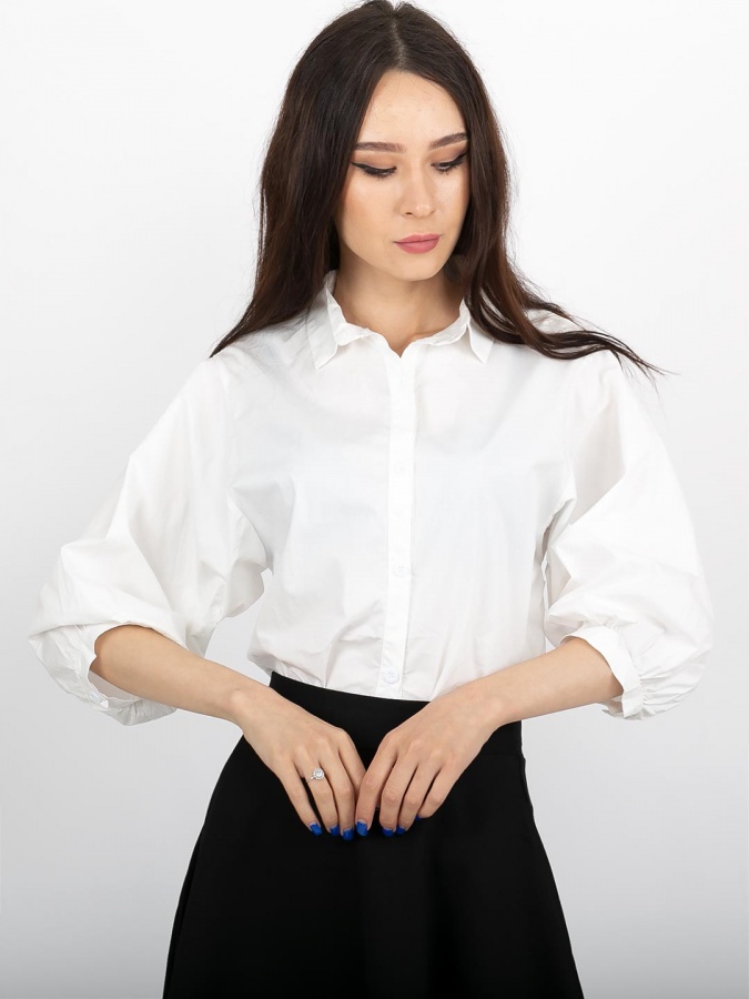 Рубашка с широким рукавом  818 freesize белый