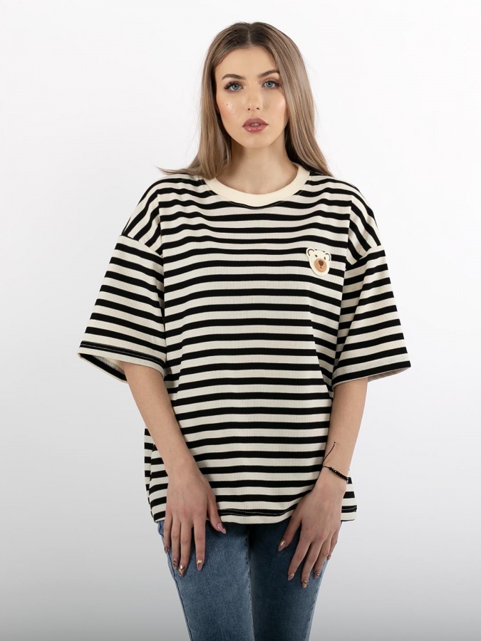 Tee strip ayiq 30987 qora anaki