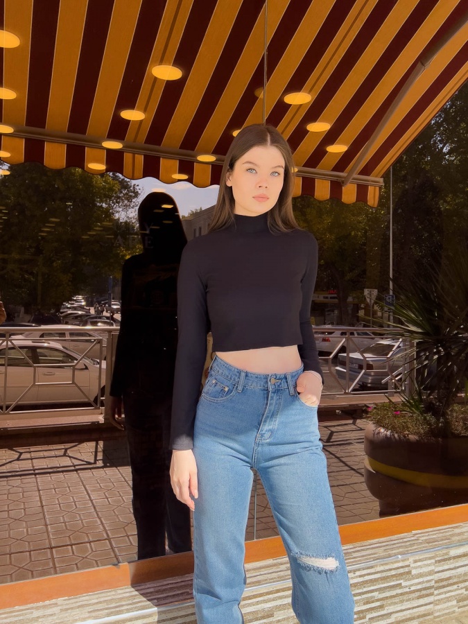 Turtleneck ko'ylagi 1575 qora anaki