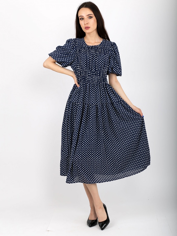 Платье в цветочек 22515 freesize синий