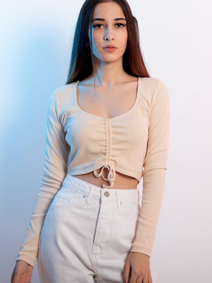 Uzun yengli top 22913 bej anaki