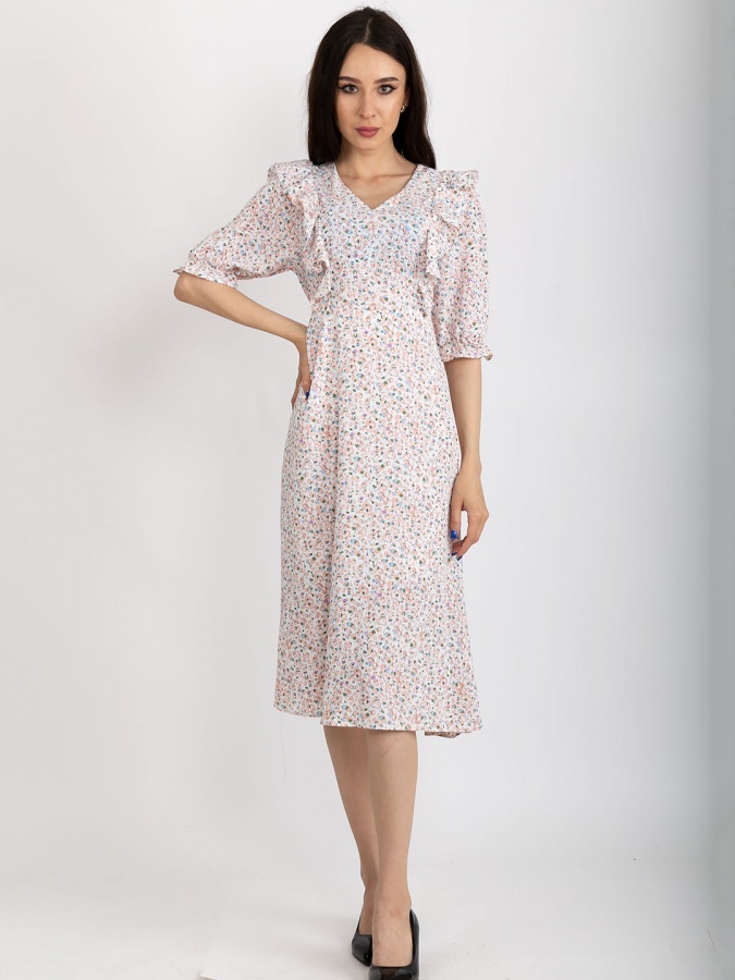 Ruffle ko'ylak 57909 freesize pushti anaki
