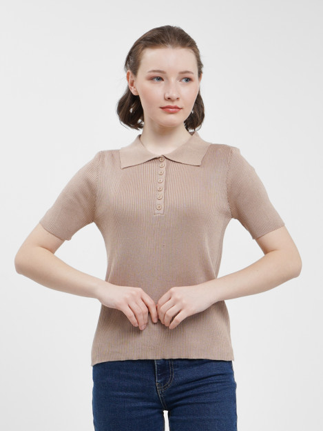 Qisqa yengli Polo ko'ylagi 23807 freesize bej anaki