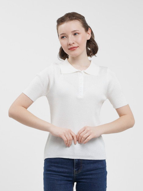 Кофта поло с коротким рукавом 23807 freesize белый