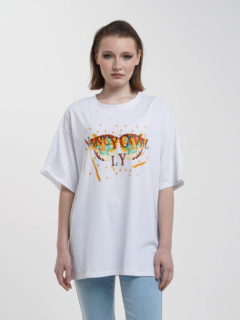 Футболка очки 9381 freesize белый