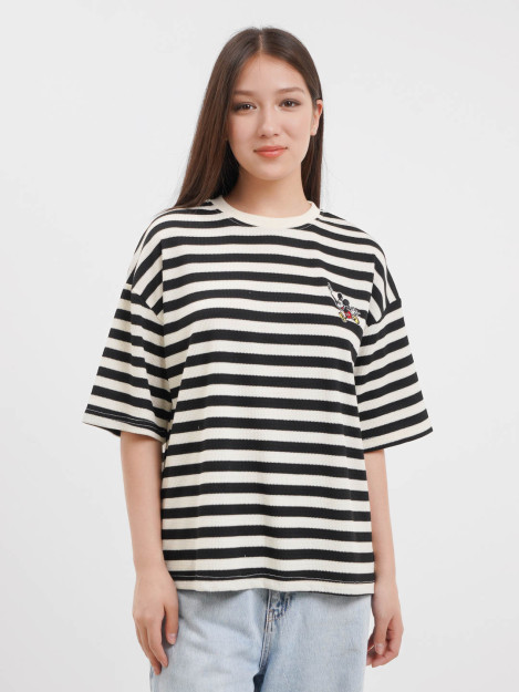 Футболка 30987 freesize полоска мики черный