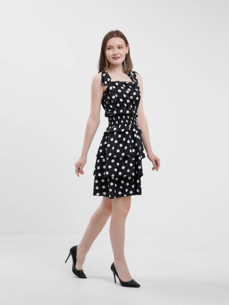 Платье горох  23008 freesize черный