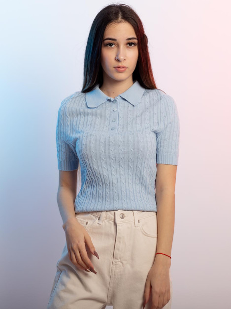 Кофта Enjoy косичка  5500 freesize голубой