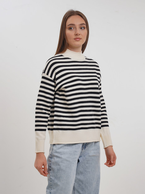 Кофта полоска  86086 freesize белый