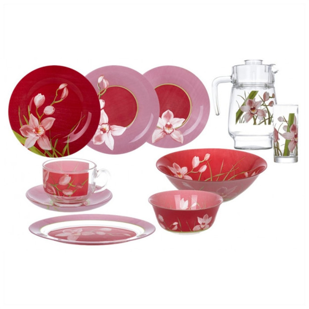 RED ORCHIS 46p DINNER set n4828 17942 ovqat idishlari to'plami gipermag17942