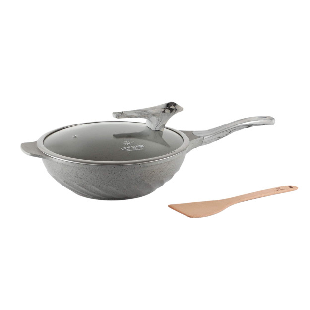 Life Smile yopishqoq bo'lmagan granit qoplamali Wok 32 sm 5,5 litr 43213 gipermag43213