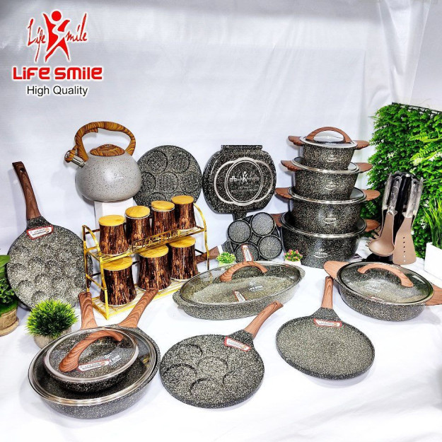 Eng yaxshi Life Smile yopishqoq bo'lmagan idishlar to'plami 17 dona 43498 gipermag43498