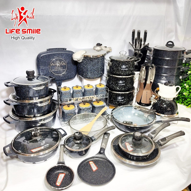 Лучший набор посуды Life Smile с антипригарным покрытием из 23шт. 43488