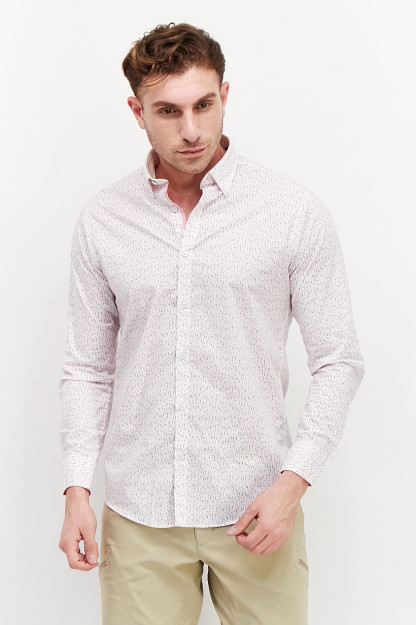 Мужская рубашка Heritage Slim Fit с принтом по всей длине и длинными рукавами, Розовая комбинированная