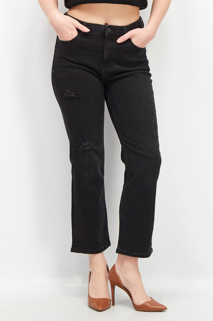 Женские джинсы из эластичного денима Regular Fit, черные