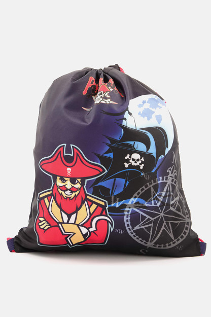 Kids Boy Pirate duffel sumkasi, 38v x 32l x 2w sm, qora kombinatsiyalangan