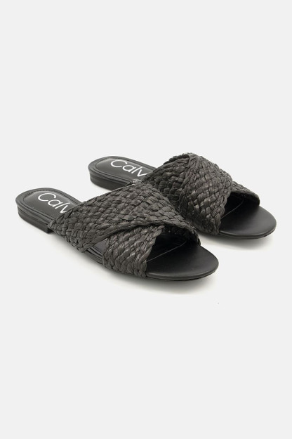 June2 o'rta o'lchamli ayollar slip-on sandallari, qora