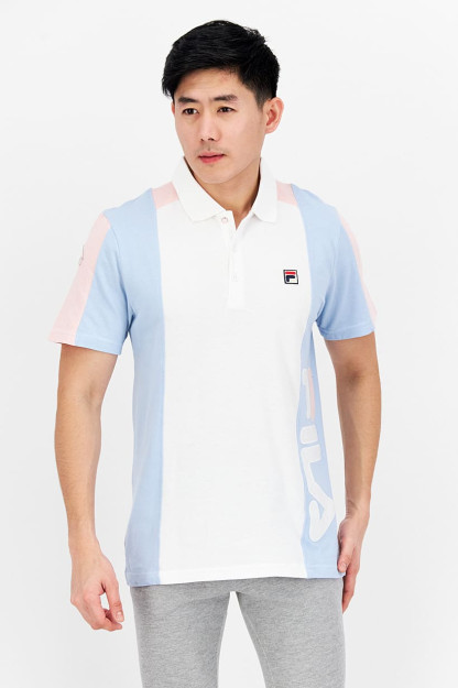 Erkaklar uchun qisqa yengli sport Polo ko'ylak, oq kombinatsiyalangan