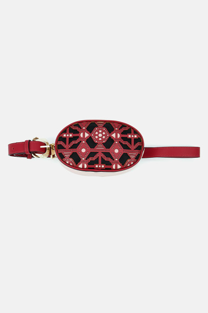 Ayollar uchun teksturali elkama-belbog ' sumkasi, 12v x 19l x 5W sm, Maroon kombinatsiyalangan