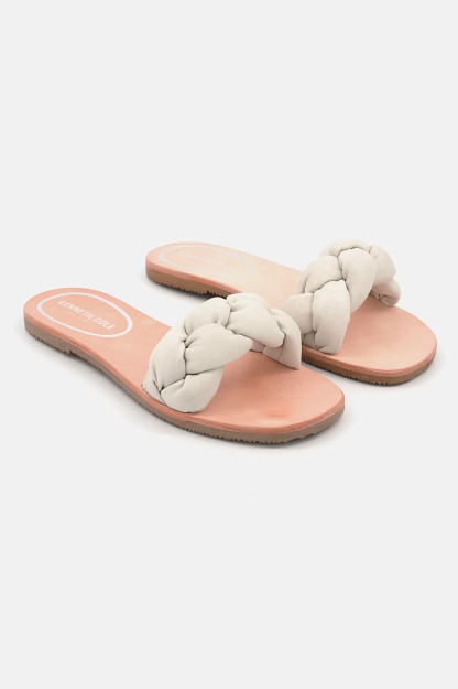 Brend logotipi bilan ayollar uchun tekis slip-on, oq