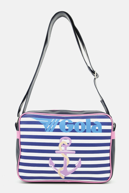 Redford Anchor ayollar uchun elkama-sumka midi chiziqli, 32l x 24v X 9w sm, to'q ko'k / oq / pushti