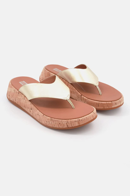Ayollar slip sandallari, jigarrang / oltin