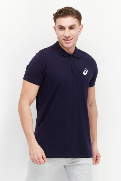 Erkaklar uchun qisqa yengli sport Polo ko'ylak, to'q ko'k