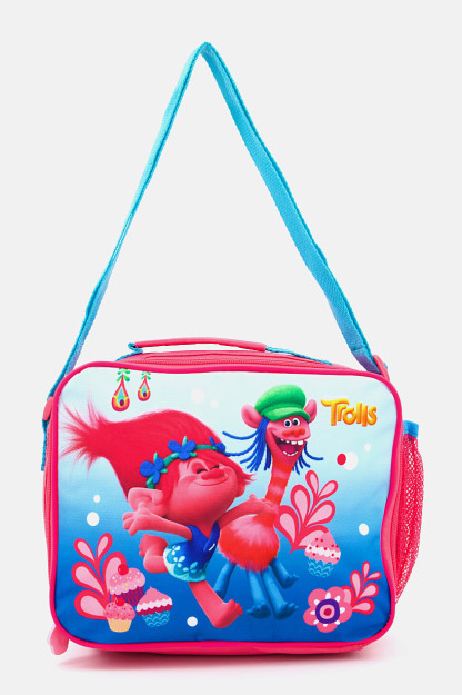 Kids Girl brendi logotipi bilan tushlik portlashi L 25 X H 20 X W 9 sm, pushti / ko'k