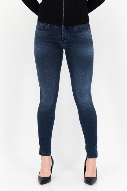 Super Slim-Skinny Fit ayollar jinsi shimlari ko'k yuvilgan cho'ziluvchan jinsi