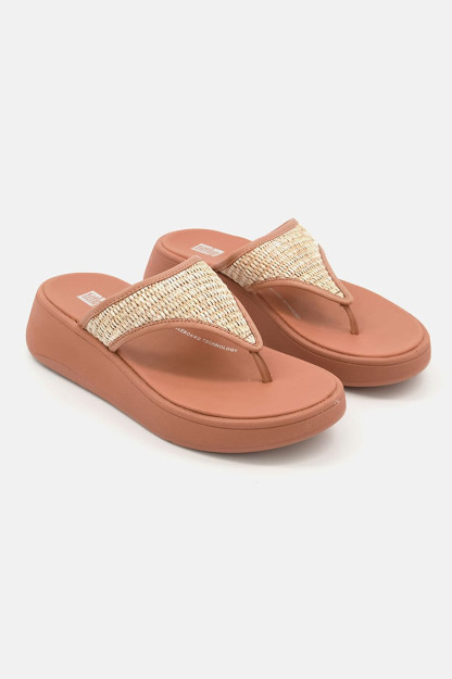 Ayollar uchun to'qilgan oyoqli slip sandallar, jigarrang / Fil suyagi