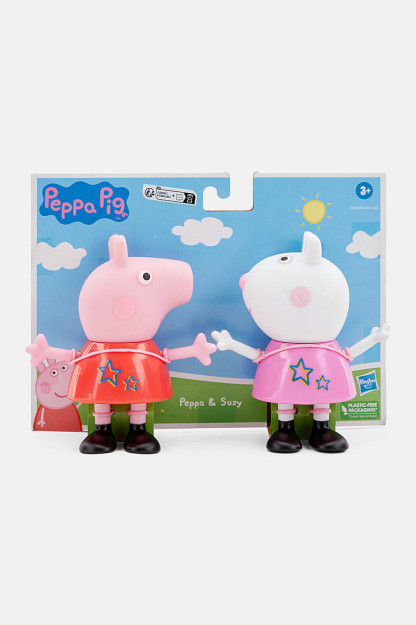 Peppa Suzy 2 qismli Peppa cho'chqa haykalchalari to'plami, pushti kombinatsiyalangan