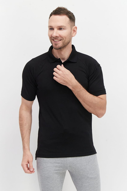 Erkaklar uchun qisqa yengli sport Polo ko'ylak, qora