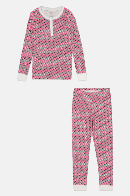 Pushti / oq qizlar uchun bosma bolalar pijama to'plami