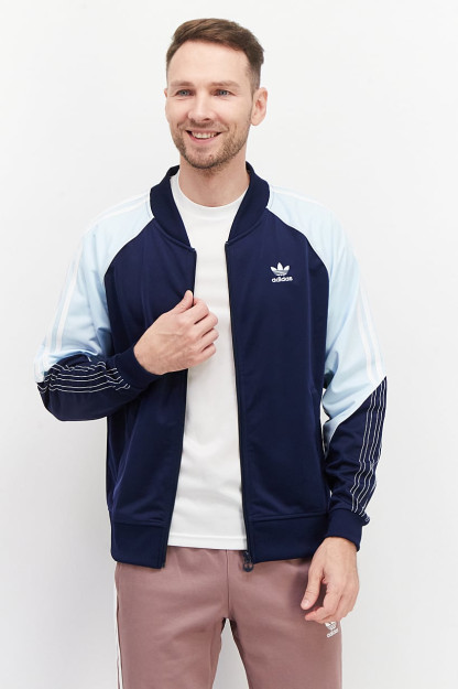 Fit Outdoor Track Jacket erkaklar sport ko'ylagi, to'q ko'k kombinatsiyalangan