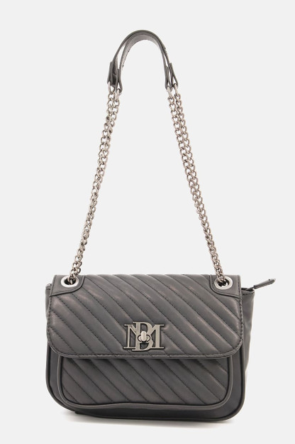 22l x 10W x 16h sm, old tomonida brend logotipi bo'lgan ayollar uchun elkama-sumka, qora