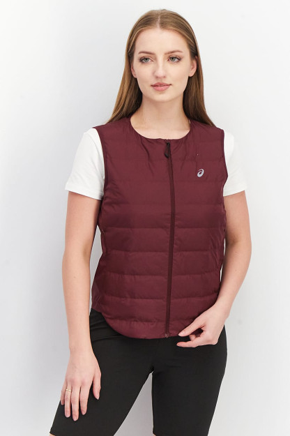 Oddiy kesilgan yengsiz yugurish uchun ayollar uchun kviling yelek, Maroon
