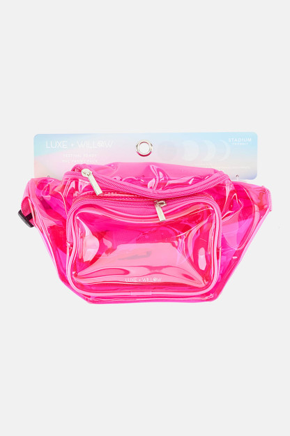 Женская прозрачная поясная сумка Jelly, 18 В x 30 Д x 11 Ш см, розовая