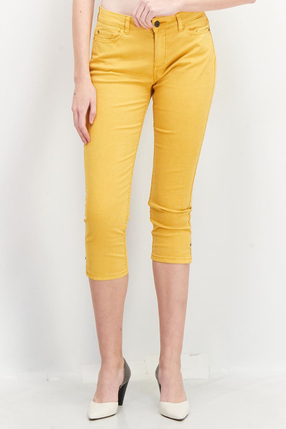 Женские однотонные эластичные джинсы Slim Fit 7/8, оранжевый