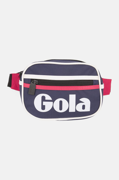 Erkaklar brendi logotipi bel sumkasi, 22l x 16V X 4w sm, to'q ko'k / oq