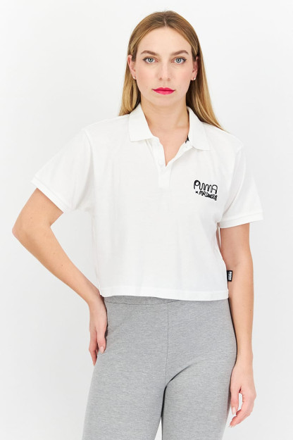 Ayollar uchun qisqa yengli sport Polo ko'ylak, oq