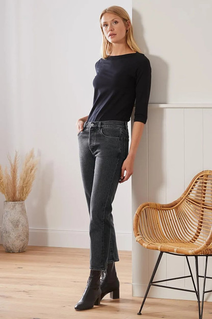 Женские джинсы Modern Fit темного цвета, не растягивающиеся при стирке, серые